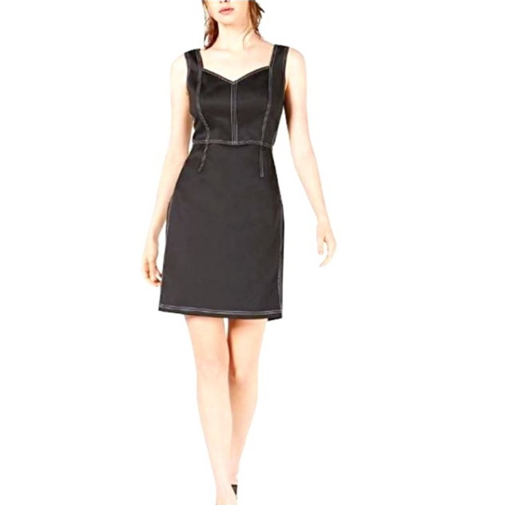 Bar III Stitched-Bodice Sheath Dress Black X-Small